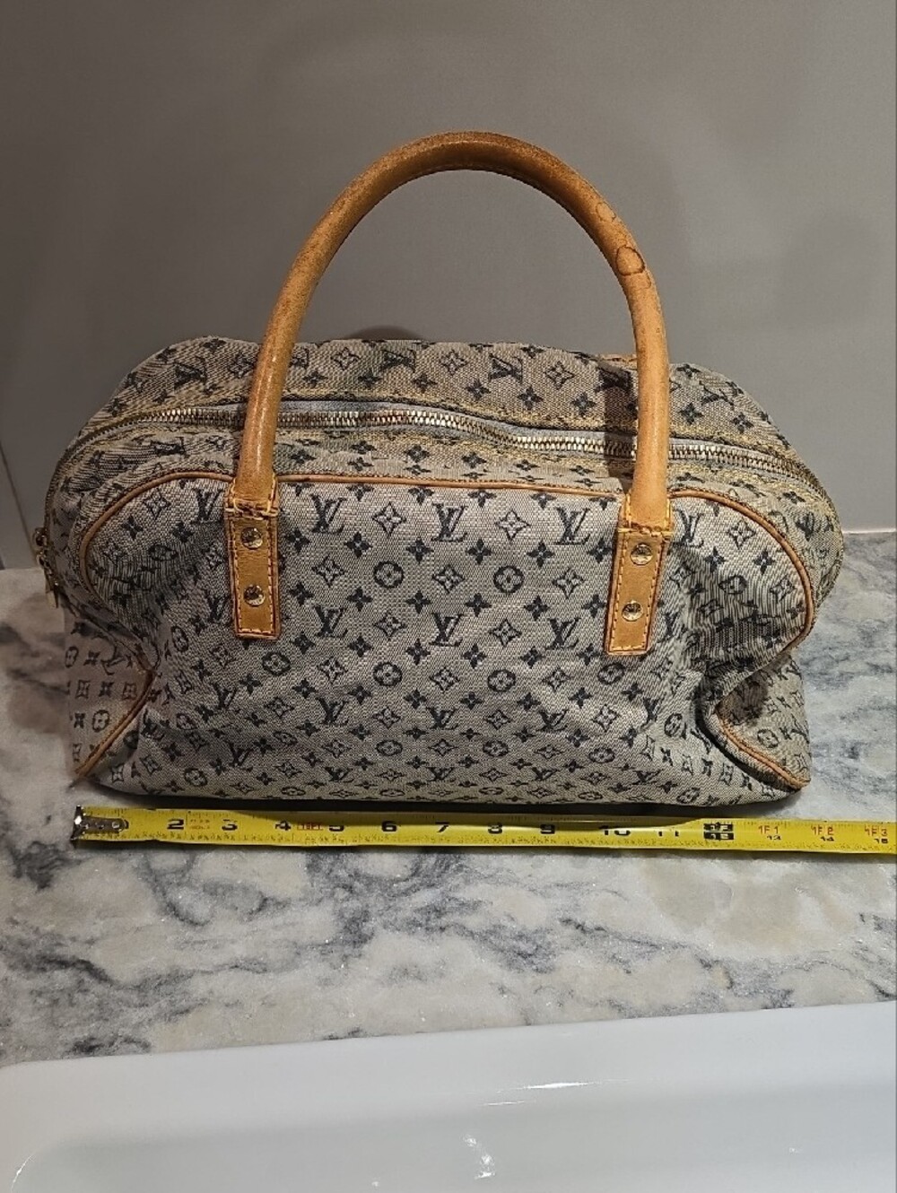 Louis Vuitton Mini Lin Marie Satchel with Tan Leather Trim - Picture 13 of 16